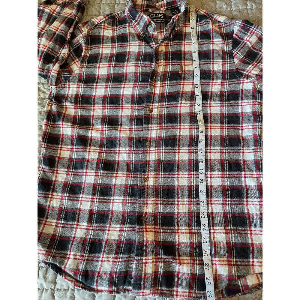 Chaps Men's Large Plaid Flannel Button Down Shirt - Picture 5 of 10